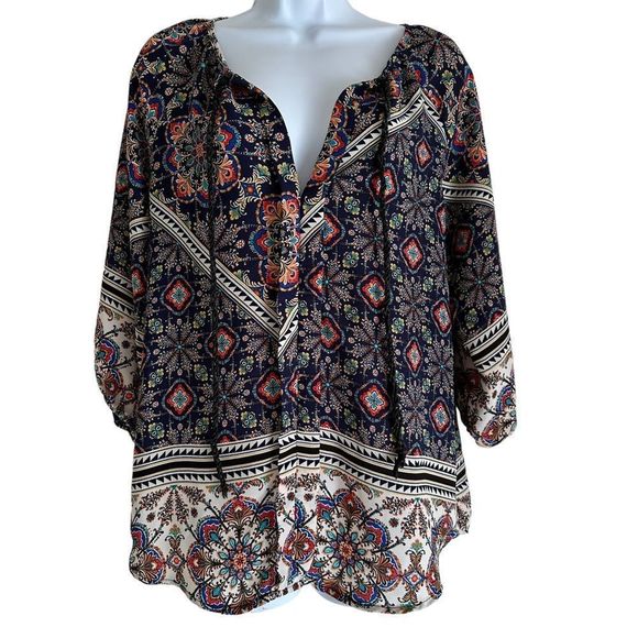 Meraki V Neck Boho Blouse Women’s Medium - Picture 3 of 10
